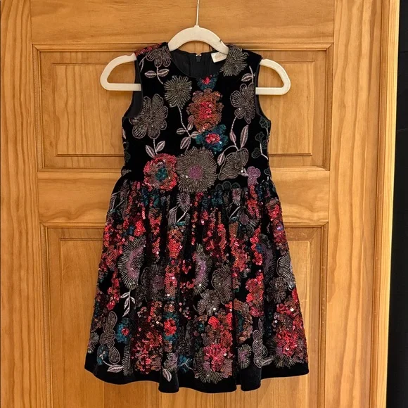 Marlo Formal Kids Dress - Black with Vibrant Floral Design - Picture 3 of 3